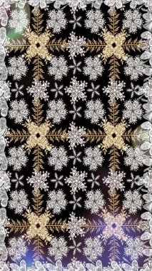 Raster illüstrasyonu. Raster illüstrasyonu. Asya tekstil tarzında. Kusursuz çiçek deseni. Siyah renkte çiçekler.