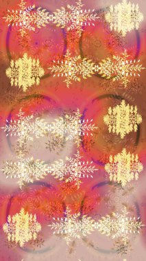 Raster Noel soyut renkli arka plan ve tatlı kar tanesi. Farklı kar tanesi koleksiyonu rasterleri, pembe, turuncu ve bej renklerde kış elementleri..