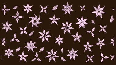 Robot resim. Şirin çiçek elementleri. Kahverengi renkli çiçekler. Raster illüstrasyonu.