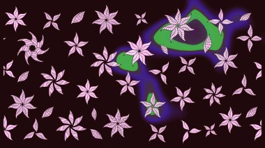 Şirin çiçek elementleri. Raster illüstrasyonu. Düz Çiçek Elementleri Tasarımı. Renkli Bahar Teması eskiz kalıbı. Çizim deseni Modaya uygun kumaş deseni.