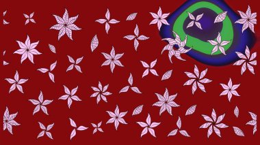 Eski moda arka plan. Raster illüstrasyonu. Çiçek çelengi. Kıvırcık, parlak örgü. Desen, çizim, çiçek sınırı. Güzel, pürüzsüz kumaş, tuval..