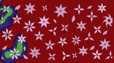 Kumaş desenli papatya çiçeği detayı. Kırmızı renkte çiçekler.