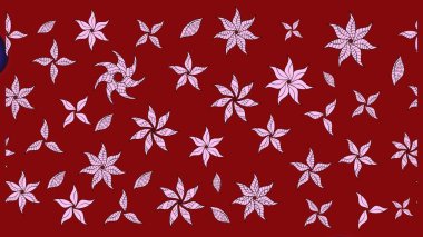 Suluboya çiçekli çiçek deseni. Raster illüstrasyonu. Kırmızı renkte Asyalı tekstil.