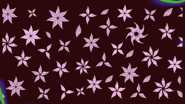 Raster Illustrasyon 'daki Çiçek Deseni' nin son moda çizimi. Düz Çiçek Elementleri Tasarımı. Kahverengi renkli çiçekler. Renkli Yaz Teması çizim şablonu.