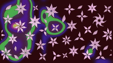 Renkli grunge, soyut arkaplanı colokahverengi çiçeklerle süslüyor. Parmak izi, kumaş, duvar kâğıdı, tekstil için raster dokusu. Nakış desenli çiçek deseni..