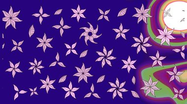 Zarif, parlak ve mavi çiçek desenli tasarım. Raster. Sabıka baskıları, bebek kıyafetleri, duvar kâğıtları, paket kutuları vb..