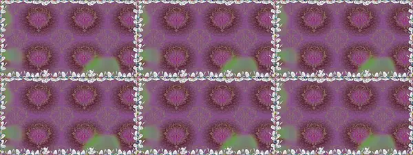 Raster illüstrasyonunda kusursuz çiçek deseni. Mor renkte çiçekler.