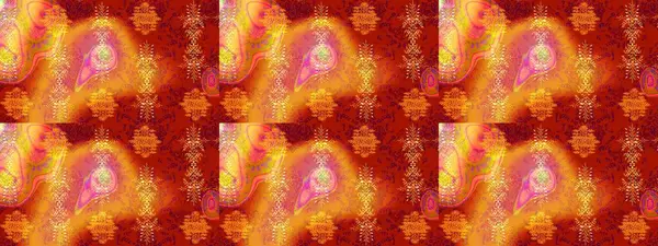 Moda baskıları için zarif bir şablon. Parlak renkli çiçekleri ve turuncu, kırmızı ve sarı renkte yaprakları olan harika bir çiçek deseni. Halk tarzı. Modern çiçek arkaplanı.