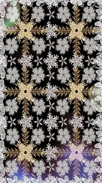 Raster illüstrasyonu. Raster illüstrasyonu. Asya tekstil tarzında. Kusursuz çiçek deseni. Siyah renkte çiçekler.