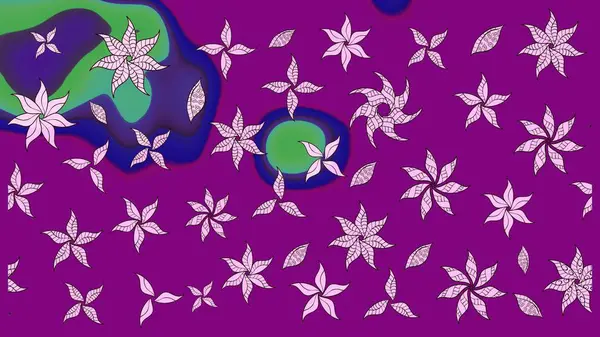 Mor renklerde. Raster illüstrasyonu. Mor renkte mor papatya deseni.