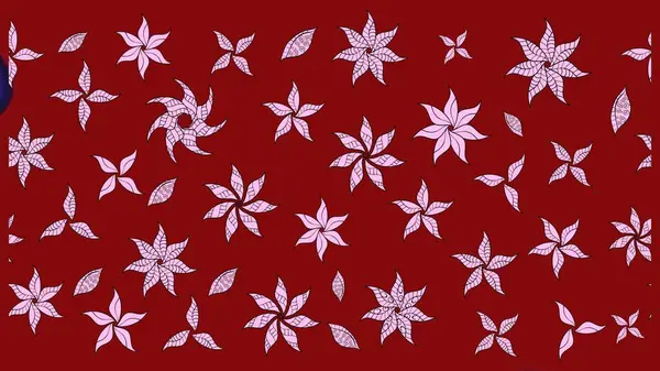 Suluboya çiçekli çiçek deseni. Raster illüstrasyonu. Kırmızı renkte Asyalı tekstil.