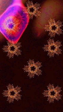 Kar tanesi rengarenk desen. Soyut kar taneleri arkaplanda izole edilmiş düz dizayn. Kar taneleri deseni. Raster illüstrasyonu. Raster kar taneleri arkaplanı.