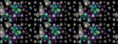 Renkli grunge, soyut arkaplanı kolosiyah çiçeklerle süslüyor. Parmak izi, kumaş, duvar kâğıdı, tekstil için raster dokusu. Nakış desenli çiçek deseni..