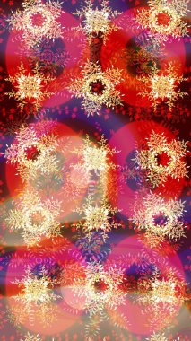 Noel için tatil tasarımı, yeni yıl moda baskıları. Raster illüstrasyonu. Kırmızı, pembe ve bej kar taneleri. Kar tanelerinin soyut arkaplanlı Noel arkaplanı. Güzel tasarım..