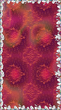 Raster illüstrasyonunda kusursuz çiçek deseni. Kırmızı renkte çiçekler.