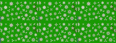 Çiçek süslemeli çizim deseni. Yeşil renkli çiçekler. Raster illüstrasyonu.