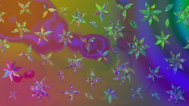 Çiçek süslemeli çizim deseni. Kahverengi renkli çiçekler. Raster illüstrasyonu.