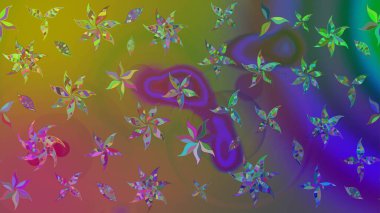 Yeşil renkli çiçekler. Raster illüstrasyonu. Çiçek süslemeli çizim deseni.