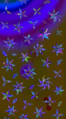 Çiçek arkaplan. Raster illüstrasyonu. Kahverengi renkli şirin tekstil. Çiçek duvar kâğıdı. Renkli çizim deseni.