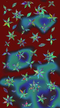 Karalama çiçekleri çizim kalıbı. Kırmızı el çizilmiş desen. Raster deseni. Sanat tarzından esinlenilmiş çiçekler ve arkaplan.