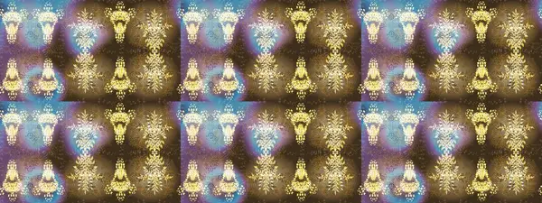 Yuvarlak raster kar tanesi. Raster illüstrasyonu. Soyut kış altın süsü. Renkli arka planda izole tatlı kar taneleri. Güzel kar tanesi..