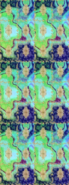 Geleneksel klasik Raster altın eskiz modeli. Barok tarzında eskiz oryantal süsü. Mavi renklerdeki altın elementler.