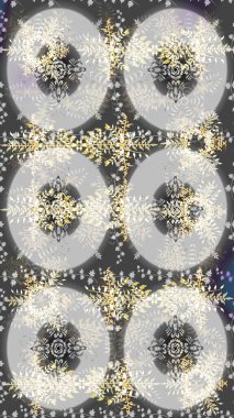 Raster illüstrasyonu. Şirin çiçekli eskiz deseni ve gri, nötr ve bej renkli yapraklar, suluboya çiçek deseni, duvar kağıdı, kart veya kumaş için fayanslı.