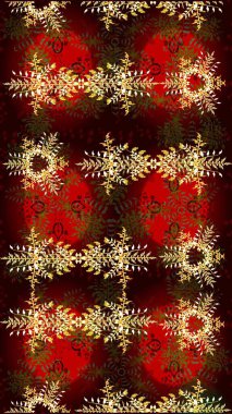 Kahverengi, kırmızı ve siyah renkler üzerine tasarım. Raster illüstrasyonu. Raster kış deseni. Çiçek Elementleri ile soyut arkaplan.