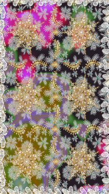 Doğu tarzı arabesk tarzında altın elementler. Raster altın pürüzsüz desen. Kusursuz altın desenli bukleler. Gri renklerde kusursuz desen.