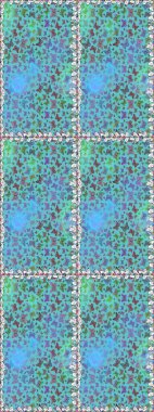 Raster geleneksel halk güzel dekoru mavi ve yeşil arka plan elbise tasarımı için. Sevimli moda kelebekler.