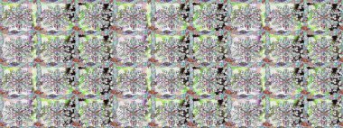 Raster illüstrasyonu. Çiçek ve yapraklı karalama şeklinde Raster çiçek deseni. Tarafsız renklerde bahar çiçekleri..