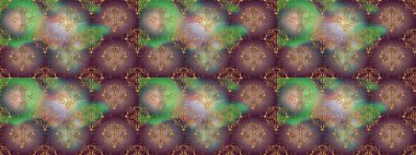 Kahverengi, yeşil ve mor renklerde. Raster illüstrasyonu. 3D çiçekler, pürüzsüz.