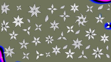 Yeşil renkli şirin tekstil. Renkli çizim kalıbı. Raster illüstrasyonu. Çiçek arkaplan. Çiçek duvar kağıdı.