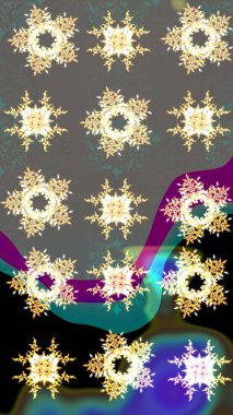 Noel süsleri ve Noel süsleri. Raster Noel soyut renkli arkaplan ve düşen kar tanesi.