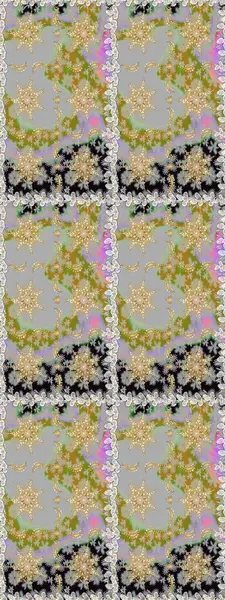 Lüks, kraliyet ve Viktorya dönemi konsepti. Süslü raster dekorasyonu. Klasik barok çiçek desenli, gri yerine altın desenli. Gri renklerdeki altın element.