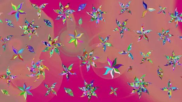 Şirin, zarif çiçekler Raster illüstrasyonu. Tekstil için figür. Poster ya da kapak için arka plan. Davetiye ve kartpostal tasarımı için dekoratif çiçek unsurları. Yapraklı çizim deseni.