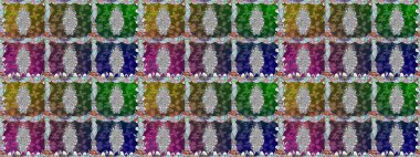 Renkli Yaz Temalı Kusursuz Arkaplan. Raster illüstrasyonunda kusursuz çiçek deseni. Düz Çiçek Elementleri Tasarımı. Yeşil renkte çiçekler.