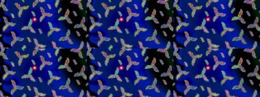 Kış kar taneleri, raster arka plan. Yüzey için tekrarlanan doku, ambalaj kağıdı, mavi, siyah ve yeşil renkler üzerine kar tanesi.