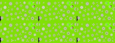 Raster illüstrasyonu. Çiçekli karalama şeklinde Raster çiçek deseni. Yumuşak, yaz çiçekleri yeşil renklerde.