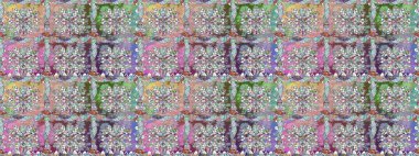 Tarafsız renklerde çok renkli, zarif küçük çiçekler ve komik böcekler, raster deseni, illüstrasyon.