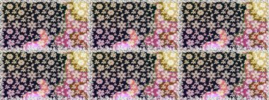 Modaya uygun kumaş deseni. Renkli Yaz Temalı Kusursuz Arkaplan. Düz Çiçek Elementleri Tasarımı. Sevimli çiçek raster deseni.