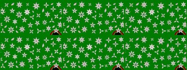 Suluboya çiçekli çiçek deseni. Yeşil renkli Asya tekstili. Raster illüstrasyonu.