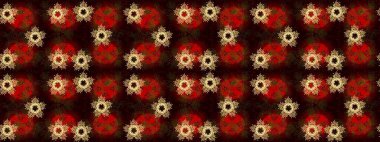 Kar taneleri izole edildi. Güzel süs eşyası. Kar tanesi süsü Raster illüstrasyonu. Kahverengi, siyah ve kırmızı renkte kar tanesi süsü.