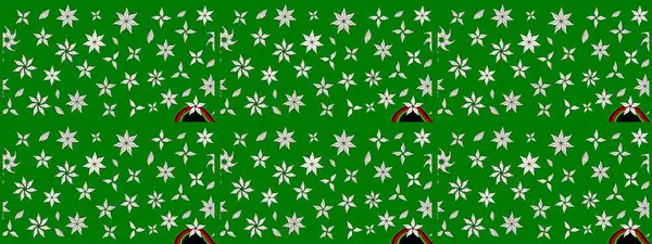 Suluboya çiçekli çiçek deseni. Yeşil renkli Asya tekstili. Raster illüstrasyonu.