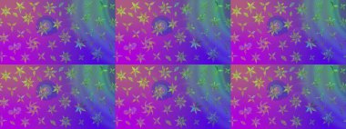 Raster illüstrasyonu. Düz Çiçek Elementleri Tasarımı. Chichi 'nin kumaş kalıbını çiz. Renkli Bahar Teması eskiz kalıbı. Çiçek deseni.