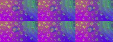 Raster illüstrasyonu. Düz Çiçek Elementleri Tasarımı. Chichi 'nin kumaş kalıbını çiz. Renkli Bahar Teması eskiz kalıbı. Çiçek deseni.