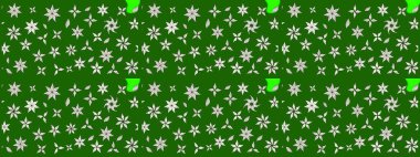 Çiçekli çizim şekli. Yeşil renkli çiçekler. Renkli Bahar Teması eskiz kalıbı. Düz Çiçek Elementleri Tasarımı.