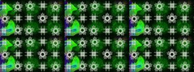 Raster illüstrasyonu. Yüzey için tekrarlanan doku, ambalaj kağıdı, yeşil, siyah ve mavi renkler. Kış kar tanesi, raster arka plan. Renkli arka planda izole edilmiş güzel kar taneleri.