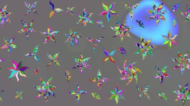 Renkli Bahar Teması eskiz kalıbı. Düz Çiçek Elementleri Tasarım Raster illüstrasyonu. Çiçek desenli eskiz. Gri renkli çiçekler.