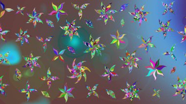 Renkli Bahar Teması eskiz kalıbı. Çiçek deseni. Raster güzel kumaş deseni çiziyor. Düz Çiçek Elementleri Tasarımı.